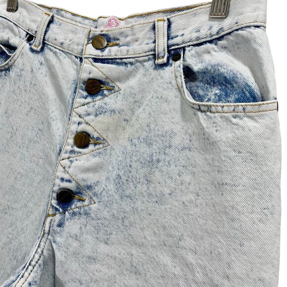 VTG 80s Sasson Light Wash Denim Jeans Button-Fly High Waisted Tapered 29" Waist - Picture 9 of 12